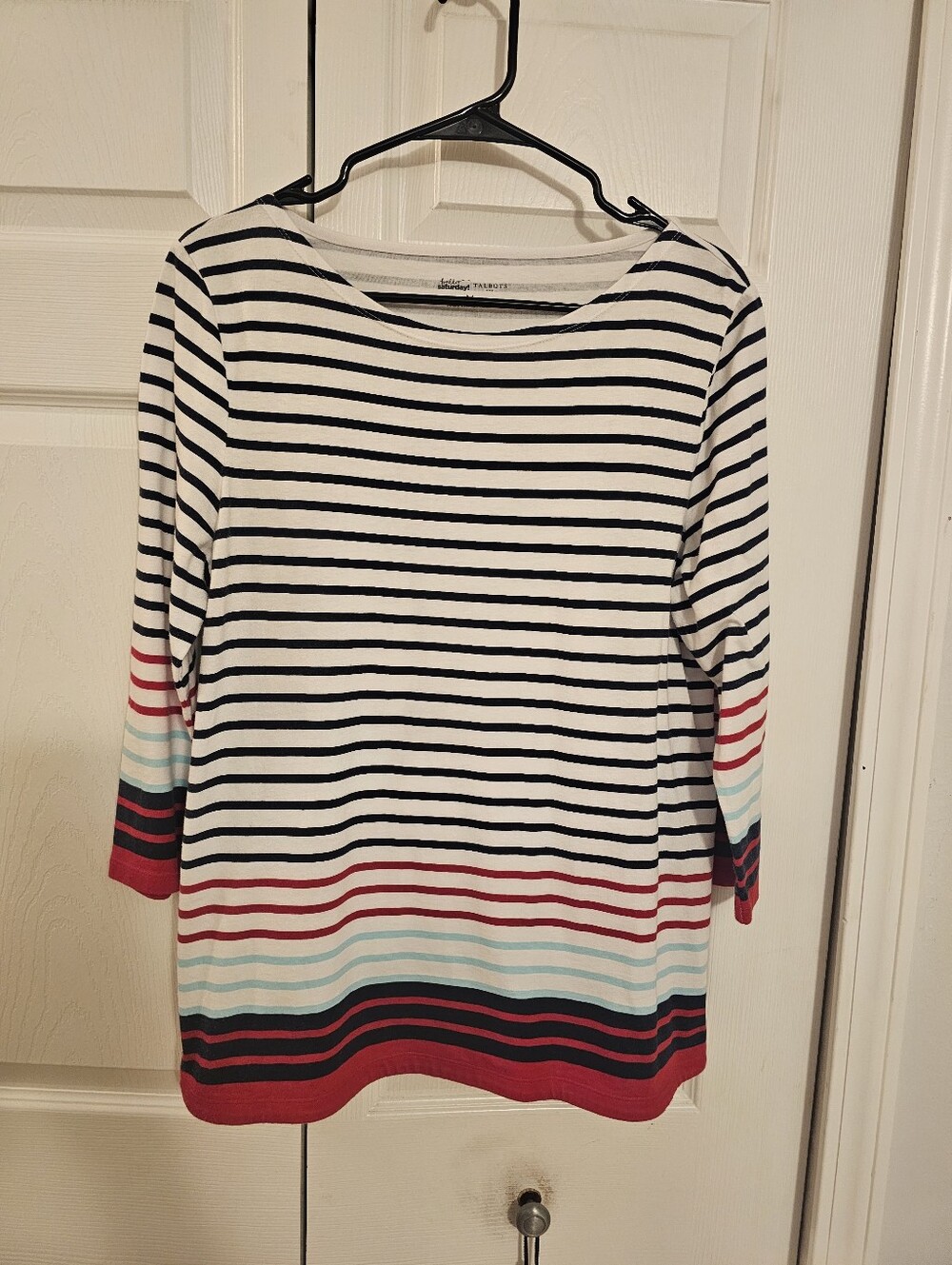Talbots Hello Saturday Cotton Tunic Pullover Size Med 3/4 Sleeve